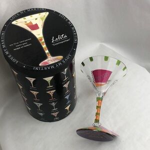 NWT Lolita Colorful Hand Painted Martini Glass with Gift Box
